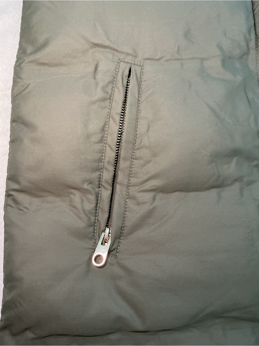 Long Quilted Puffer Vest - Olive Green - Picture 7 of 9
